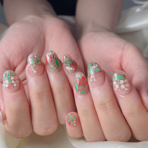 Custom Flower Nail Art by Le Bliss Nail Salon Makassar