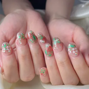 Custom Flower Nail Art by Le Bliss Nail Salon Makassar